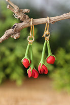 Arinaya handmade red rose polymer clay earrings lightweight waterproof FIMO Germany floral drop earrings for women