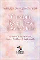White resin flower bridal hair comb with silver crystal sprays, custom order by Seema Clay Jewelry, Bengaluru