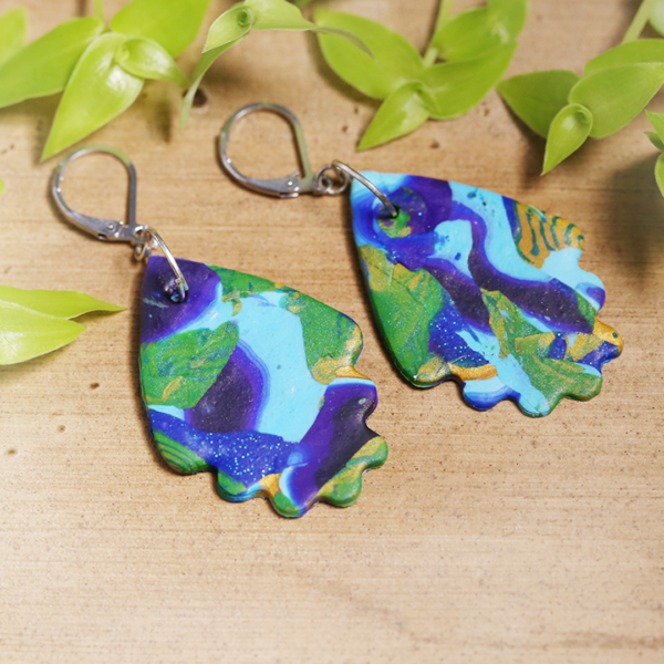 Peacock Shade Abstract Earrings