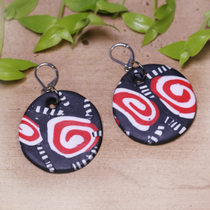 Spiral Red White Earrings