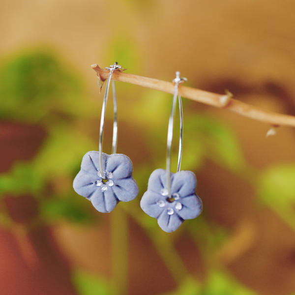 Grey Polymer Clay Flower Earrings