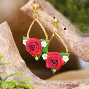 Red Rose Drop Earrings