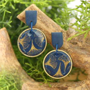 Ginkgo Leaf Blue Earrings