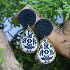 Italian Black White Drop earrings