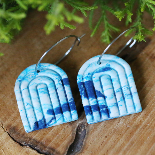 Blue Rainbow Arch Earrings