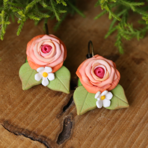 Peach Rose Earrings