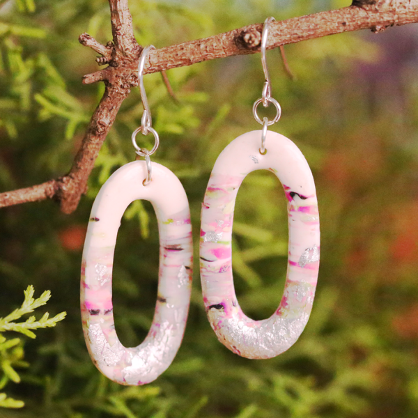 White Marble Doughnut Earrings