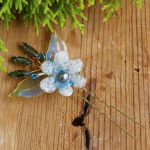 Vintage Hair Clips Light Blue Flower