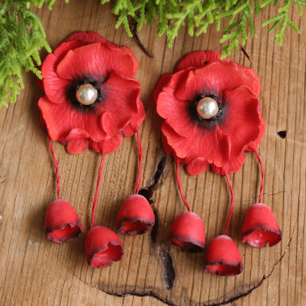 Polymer Clay Poppy Jhumka Earrings Design