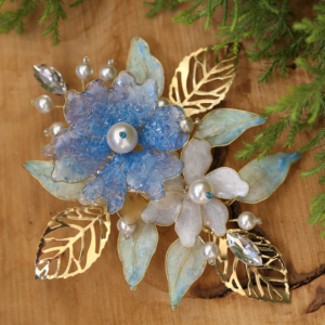 Blue Flower Brooch for men