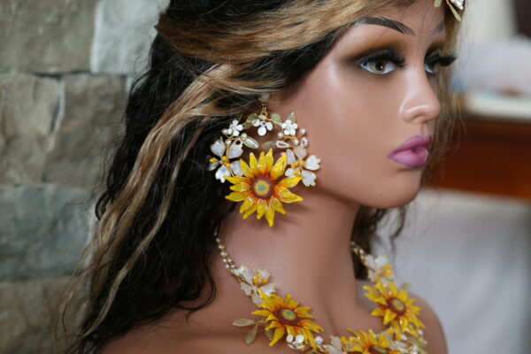 Sunflower Earring Yellow Vintage Suryamukhi