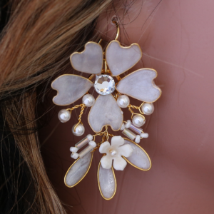 Mukta White Vintage Flower Earrings