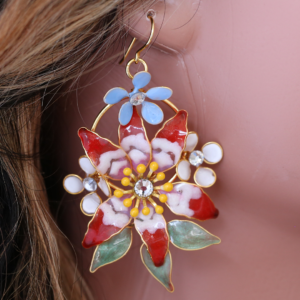 Shonvarnah Red Vintage Flower Earrings