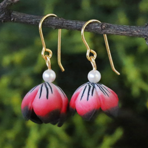 Red Jhumka Earrings Small