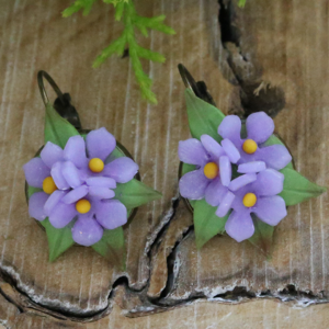 Lilac blooming flower earrings