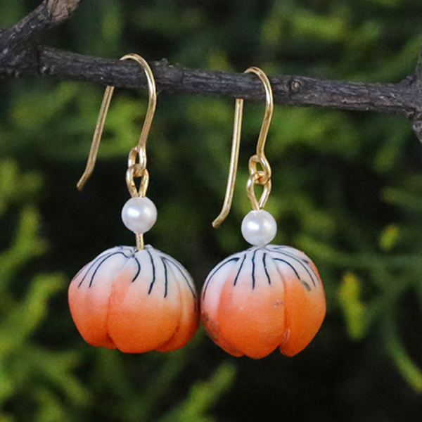 Orange Jhumka Earrings Small