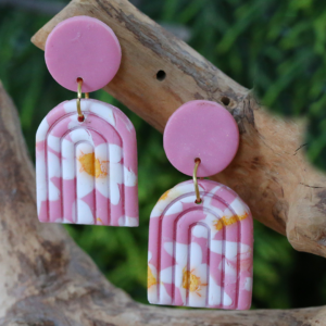 Peach Dangle Arch Earrings