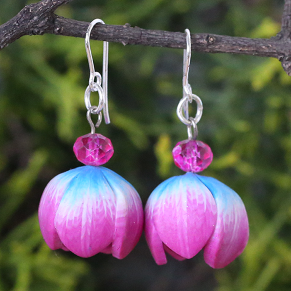 Pink Blue Jhumka Earrings