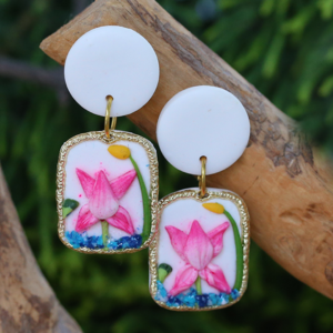 Pink Lotus Earrings Laxmi