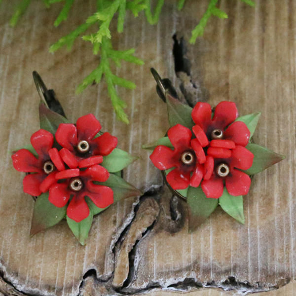 Red Flower Bouquet Earrings