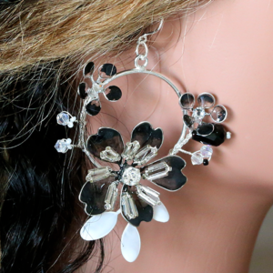 Dusky Black Flower Earrings