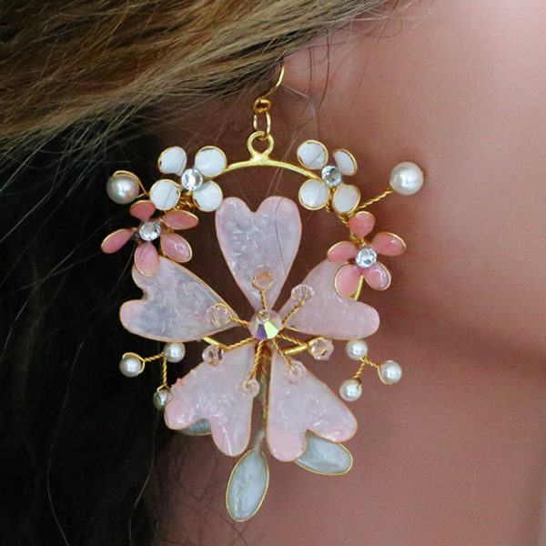 Freyja Peach Flower Earrings