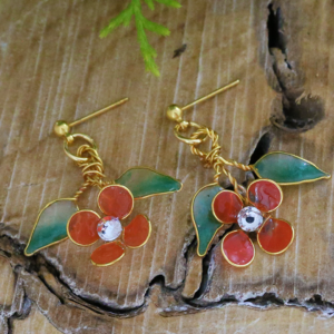 Red Small Flower Earrings