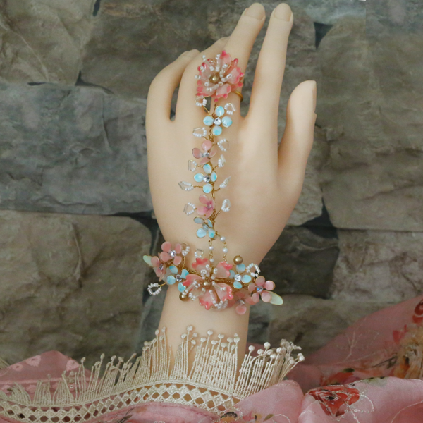 Sakura Resin Flower Bridal Jewellery Hand Harness