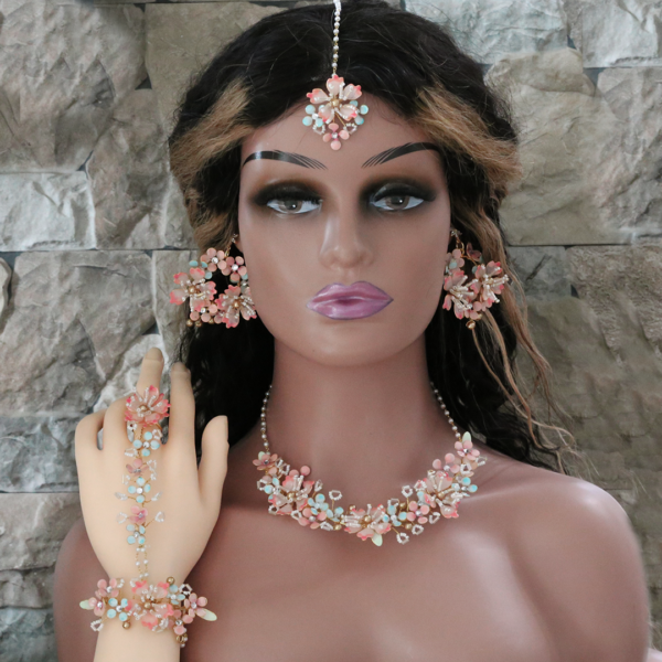 Sakura Resin Flower Bridal Jewellery Set Model