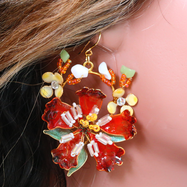 Zoya Red Flower Earrings